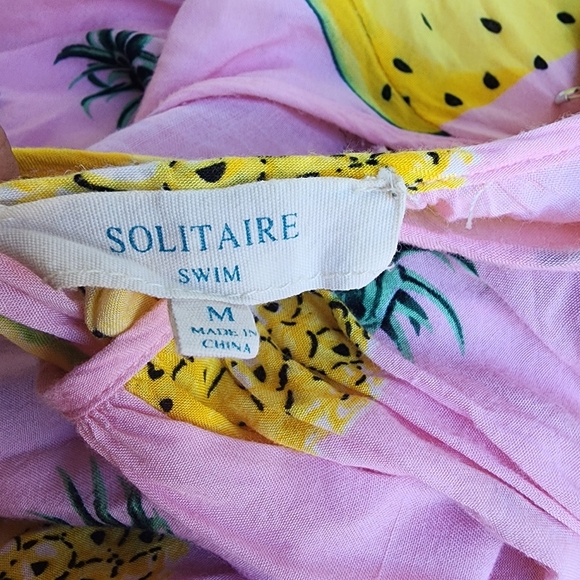 Solitaire Swim Cover Up Dress Pink Yelloe Pinapple Mellon Print Lighweight Sz M - Picture 10 of 11